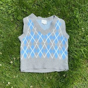 Pink Rose Gray and Blue Knit Vest great layering piece for any fashionable soul
